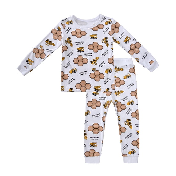 Ruiwill Boys Pjs Size 12-18 Months Winter Cartoon Graphic Print Boy Sleepwear Warm Soft Long Sleeve Top And Pants 2 Piece Pajama Set