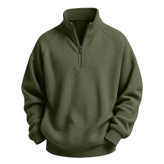 Ruiwill Boys Tshirts Fall Zip Up Stand Collar Long Sleeve Solid Color Pullover Comfy Boys Clothes Size 9-10 Years Dark Green