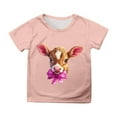thumbnail image 1 of Ruiwill Easter Girls T Shirts Size 12-13 Years Crew Neck Short Sleeve Cartoon Cow Print Summer Casual Girls T-Shirts Light Pink, 1 of 4