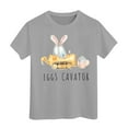 thumbnail image 1 of Ruiwill Easter Girls T Shirts Size 12-13 Years Short Sleeve Crew Neck Bunny Print Summer Cute Cartoon Festival Girls T-Shirts Grey, 1 of 3