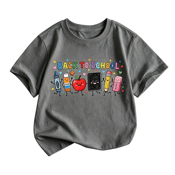 Ruiwill First Day Of School Shirt Girl Size 8-9 Years Back To School Letter Print School Outfits For Girls Summer Crew Neck Short Sleeve Soft Kids Tops