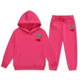 thumbnail image 1 of Ruiwill Girl Outfit Set Outfits Set Winter Fleece Hoodie Joggers Comfy Casual Kids Clothes With Stylish Print For Toddler To Teen Long Sleeve Crew Neck Girl Clothes Pink Size 2-3 Years, 1 of 4