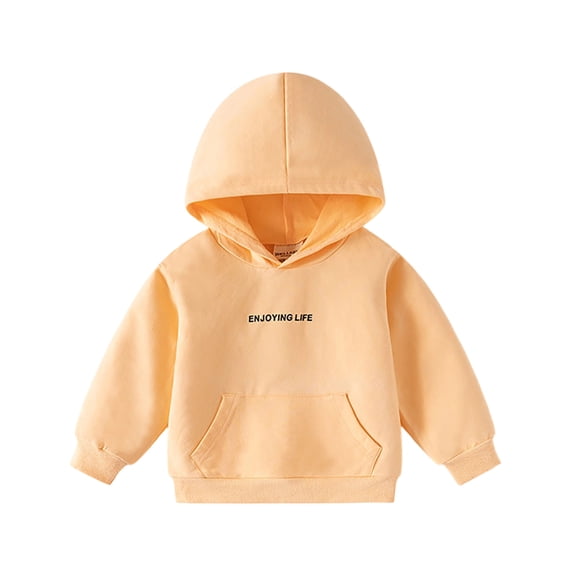 Ruiwill Girls Hoodies Solid Color Pullover Fall Winter Kangaroo Pocket Girls Clothes Orange
