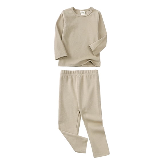 Ruiwill Girls Pajama Long Sleeve Pants Set Girl Sleepwear Solid Color Soft Warm Winter Kids Pjs Nightwear Size 2-3 Years