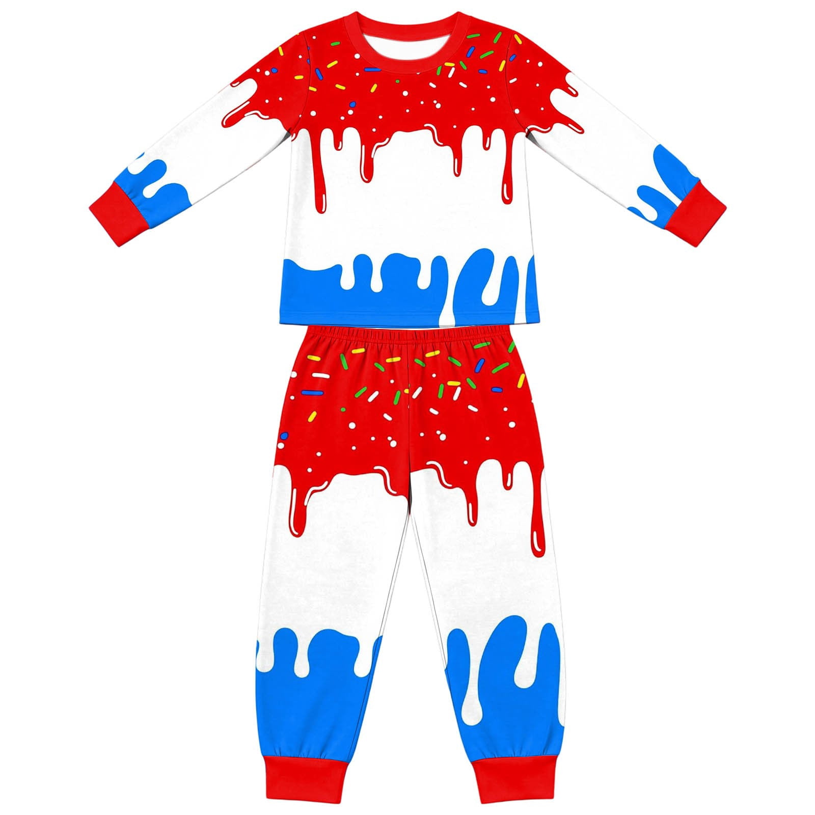 Ruiwill Girls Pajamas Set Winter Long Sleeve Ice Cream Print Tops with ...