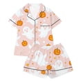 thumbnail image 1 of Ruiwill Halloween Girls Pajamas Size 2-3 Years Ghost Print Halloween Pjs for Girls Cute Fall Short Sleeve Shirts and Shorts Pjs Set, 1 of 5