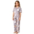 thumbnail image 1 of Ruiwill Halloween Girls Pjs Size 8-9 Years Ghost Pumpkin Print Halloween Girls Sleepwear Set Comfy Fall Short Sleeve Shirts and Pants Outfit Set, 1 of 4