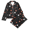 thumbnail image 1 of Ruiwill Halloween Pajamas Women Pumpkin Print Sleepwear Long Sleeve Lapel Tops With Pants Women 2 Pieces Pajamas Set Black, 1 of 3