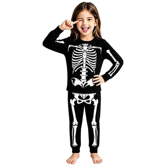 Ruiwill Halloween Pajamas for Girls Size 2-3 Years Cute Winter Halloween Girls Pajama Set Long Sleeve Tops and Pants Clothes Set