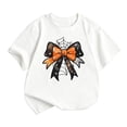 thumbnail image 1 of Ruiwill Halloween Shirt Girls Size 11-12 Years Fall Soft Kids Halloween Shirts Girls Bow Graphic Print Short Sleeve Kids Outfit, 1 of 4