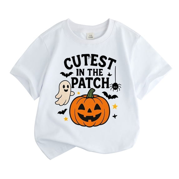 Ruiwill Halloween Shirt Toddler Boy Size 3-4 Years Letter Ghost Graphic Bat Print Halloween Clothes For Boys Fall Cute Short Sleeve Kids Tees