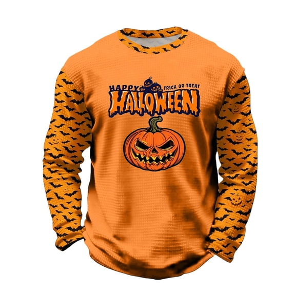 Ruiwill Halloween Shirts For Boys Size 10-11 Years Letter Pumpkin Print Orange Halloween Clothes For Boys Fall Funny Long Sleeve Kids Tees