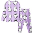 thumbnail image 1 of Ruiwill Halloween Sleepwear Toddler Girls Ghost Print Long Sleeve Crew Neck Girls Pajamas Fall Winter Comfortable Tops With Pants 2 Pieces Pajamas Set Size 4-5 Years, 1 of 3