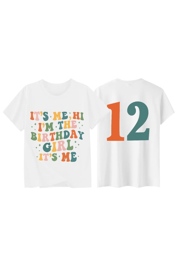 Infant Girls T-Shirts Size 1-2 Years Summer School Casual Soft Tees Letter Print Crew Neck Short Sleeve Girls Tees White