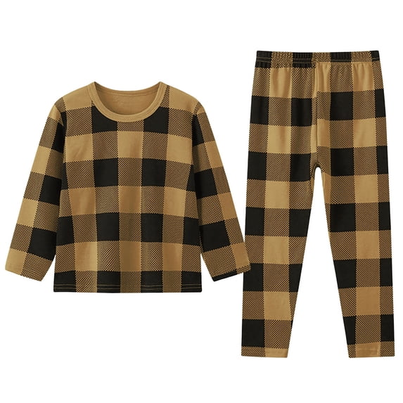 Ruiwill Kids Pajamas Boys Plaid Print Long Sleeve Sleep Top with Shorts 2 Piece Pajama Set Winter Boys Sleepwear Size 8-9 Years
