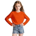 thumbnail image 1 of Ruiwill Little Girls Tees Long Sleeve Solid Color Crew Neck Tops Winter Outdoor Casual Fashion Girl Shirts Size 5-6 Years Orange, 1 of 9