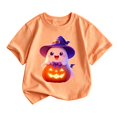 thumbnail image 1 of Ruiwill Orange Halloween Shirt Toddler Girl Size 2-3 Years Fall Funny Halloween Outfits For Girls Short Sleeve Pumpkin Ghost Print Kids Clothes, 1 of 3