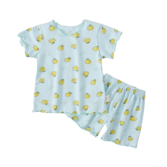 Ruiwill Outfit Set For Girls Size 6-12 Months Short Sleeve Crew Neck Strawberry Print Tops With Shorts Set Summer Dailywear Casual Breathable Girls Clothes Set Mint Green