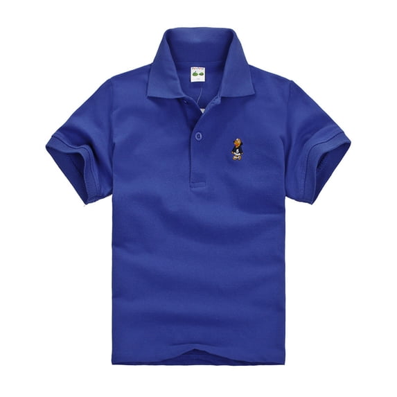 Ruiwill Toddler Boys Casual Tshirts Size 18-24 Months Solid Color Lapel Neck Short Sleeve Boy Shirts Fashion Summer Kids Tshirts Blue