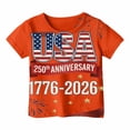thumbnail image 1 of Ruiwill Toddler Boys Shirts 4Th Of July Size 1-2 Years Summer Crew Neck Short Sleeve 1776-2026 250Th Anniversary Usa Flag Print Tees Stretchy Independence Day Boys Tshirts Orange, 1 of 4
