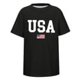 thumbnail image 1 of Ruiwill Toddler Boys Tops 4Th Of July Size 2-3 Years Summer Crew Neck Short Sleeve Usa Flag Print Tees Stretchy Independence Day Boy Tops Black, 1 of 4