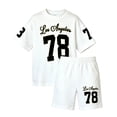 thumbnail image 1 of Ruiwill Toddler Girls Outfit Set Size 3-4 Years Letter Print Short Sleeve Crewneck Tops With Shorts Set Summer School Casual Soft Girls Outfit White, 1 of 4