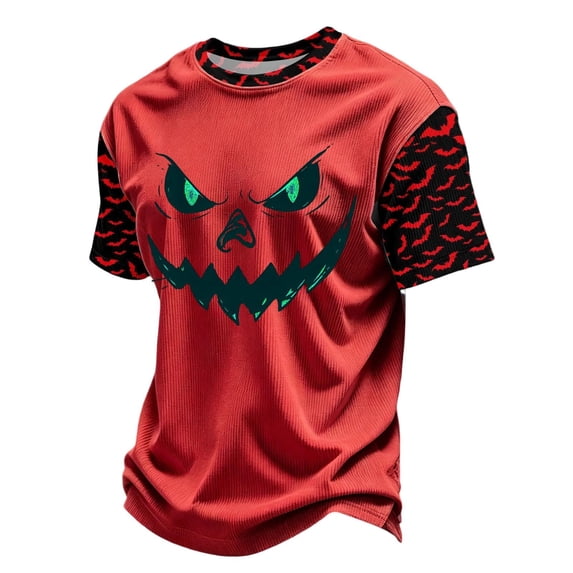 Ruiwill Toddler Halloween Shirt Boy Size 2-3 Years Fall Cute Short Sleeve Halloween Shirts Boys Pumpkin Bat Graphic Print Kids Tops