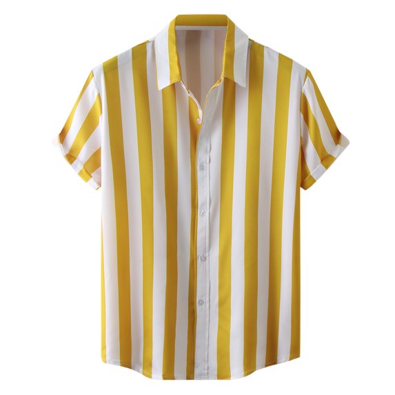 Ruiwill Tops For Big Boys Stripe Print Short Sleeve Lapel Neck Tops Summer Daily Casual Breathable Boys T-Shirts Size 11-12 Years Yellow