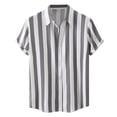 thumbnail image 1 of Ruiwill Tops For Big Boys Stripe Print Short Sleeve Lapel Neck Tops Summer Daily Casual Breathable Boys T-Shirts Size 13-14 Years Grey, 1 of 5