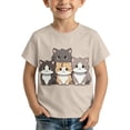 thumbnail image 1 of Ruiwill Tshirts For Boys Toddler Cute Cat Print Short Sleeve Crew Neck Tshirts Summer Soft Fashion Dailywear Kids T-Shirts Size 12-13 Years Beige, 1 of 4
