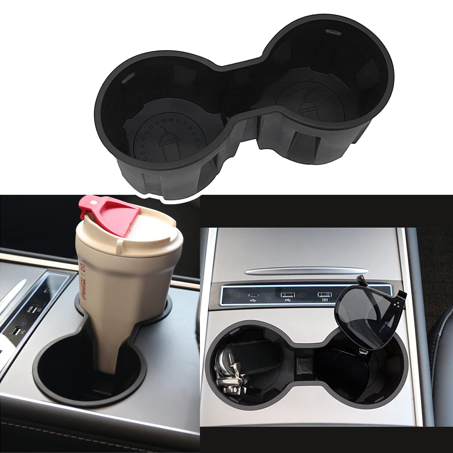 Ruiya Upgraded 2023 2022 2021 Tesla Cup Holder Insert for Model Y Model