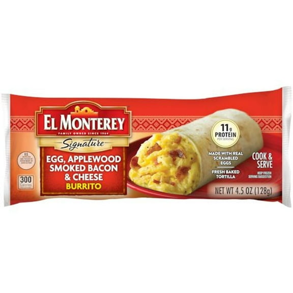 Ruiz El Monterey Egg Cheese Salsa and Bacon Breakfast Burrito, 4.5 Ounce -- 24 per Case.