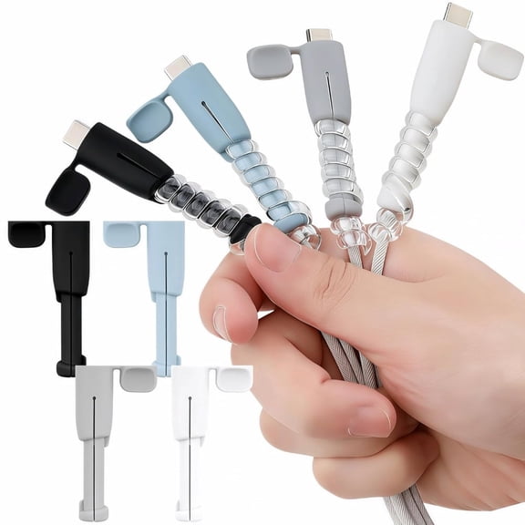 Ruizzi 4 Pairs Cable Protector, Flexible Silicone Spiral Cord Saver for USB-C & Lightning Charging Cables Anti-Break