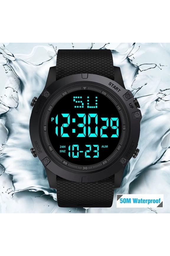 50M Waterproof Digital Sports Watch, LED Backlight Multifunctional Wrist Watch with Stopwatch, Alarm & Calendar