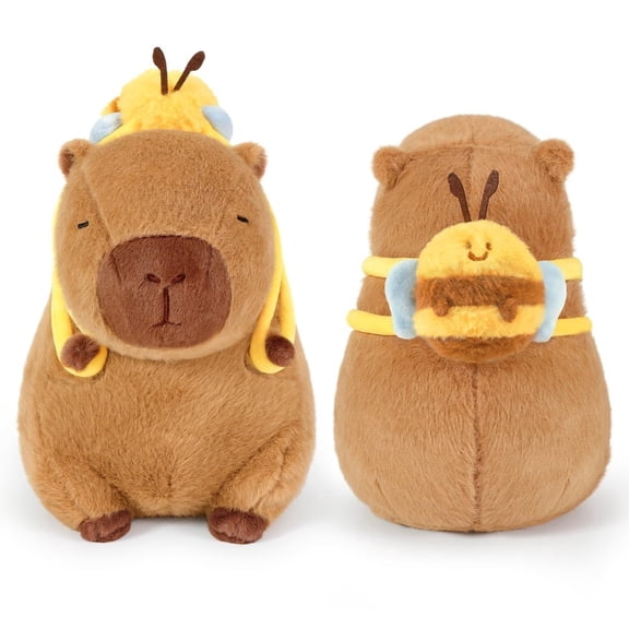 Ruizzi Bee Capybara Stuffed Plush Toy, Cute Removable Bee Accessory Animal Pillow for Home Decor & Holiday Gifts