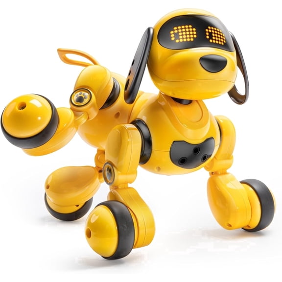 Ruko 18011 Robot Dog Toy, Smart Interactive Puppy with 30+ LED Faces, Remote & Gesture Control, Programmable Electronic Pet for Kids Ages 3–8, Yellow