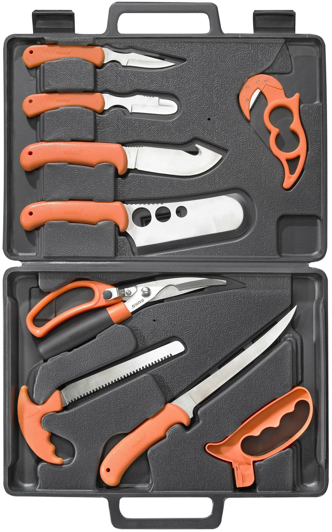 Ruko RUK0131 11Piece Game Processing Set with Cutting Board, Orange