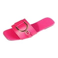 thumbnail image 1 of Rukui Women's Flat Sandals Fashion Square Open Toe Slides With Metal Chain Slippers for Summer, 1 of 8