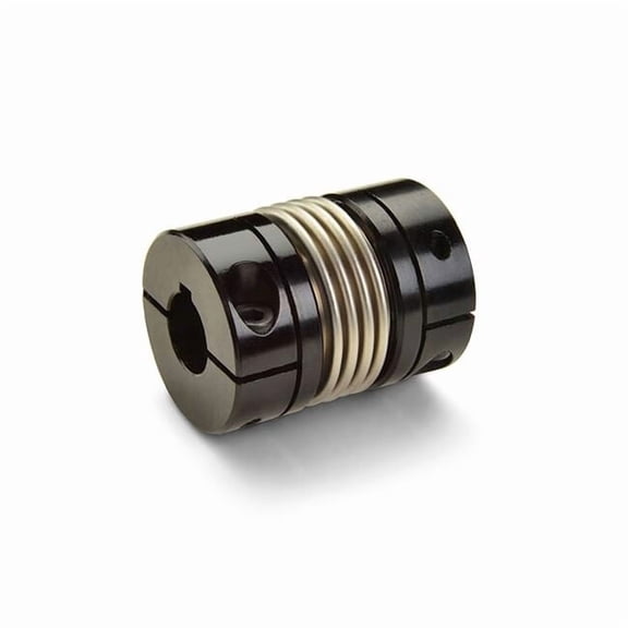 Keyed Clamp Bellows Cplg, Bores 10x10mm, OD 33.3mm, L 42.9mm, Alum MBCK33-10-10-A