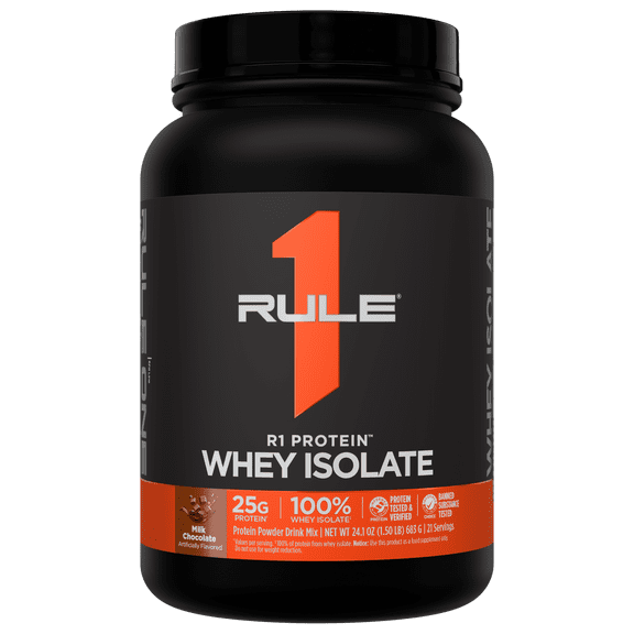 Rule 1 Proteins R1 Protein Whey Isolate - with 25g Protein & 6g BCAA Exclusively from Isolated & Hydrolyzed Sources for Workout Recovery (1.5 Pounds, Milk Chocolate)