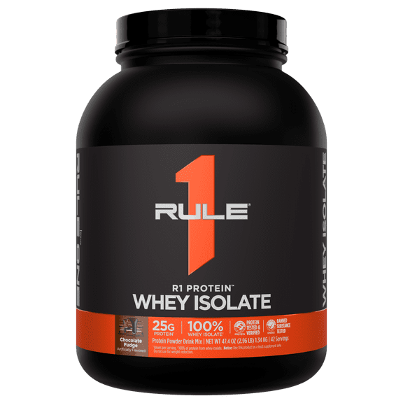 Rule 1 Proteins R1 Protein Whey Isolate - with 25g Protein & 6g BCAA Exclusively from Isolated & Hydrolyzed Sources for Workout Recovery (3 Pounds, Chocolate Fudge)
