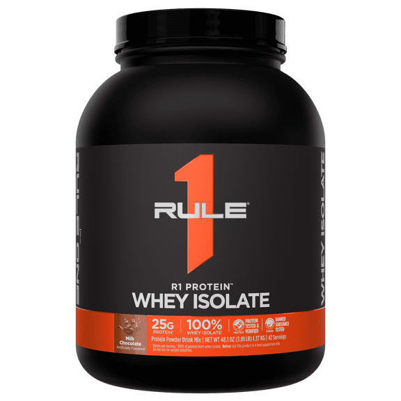 Rule 1 Proteins R1 Protein Whey Isolate - with 25g Protein & 6g BCAA Exclusively from Isolated & Hydrolyzed Sources for Workout Recovery (3 Pounds, Milk Chocolate)
