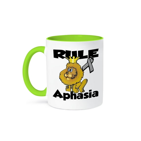 3dRose, Rule Aphasia Awareness Ribbon Cause Design, 11oz Two-Tone Green Mug