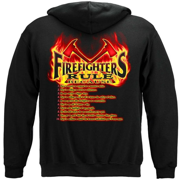 Rule Firefighters Firefighter 8oz 50/50 Black Hooded Sweat Shirt 4X-Large