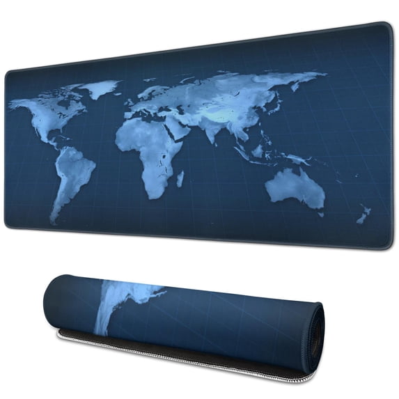 Rule the Gaming World with Large World Map Mouse Pad: Stitched Edges, Anti-Slip Base, Waterproof - Designed for Gamers, Office & Home (Black, 31.5 x 11.8 )