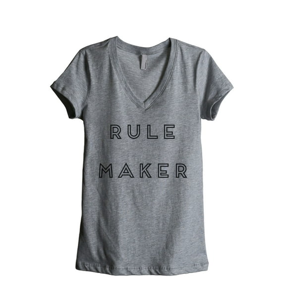 Rule Maker Women's Fashion Relaxed V-Neck T-Shirt Tee Heather Grey X-Large