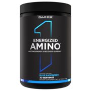 Rule 1 Proteins Energized Amino   Anytime Energy and Recovery Support with BCAAs, Glutamine, Citrulline, Beta Alanine, and Caffeine from Green Coffee & Tea Leaf Extracts 30 Servings, Blue Raspberry