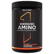 Rule 1 Proteins Energized Amino   Anytime Energy and Recovery Support with BCAAs, Glutamine, Citrulline, Beta Alanine, and Caffeine 30 Servings, Orange Clementine