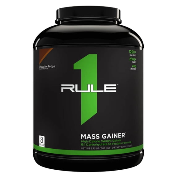 RULE 1 Mass Gainer 8 serv Chocolate Fudge Mass Weight Gainer 5.73lb