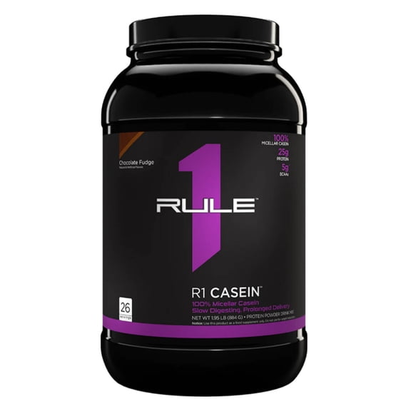 RULE 1 Casein 26 serv Chocolate Fudge 100% Micellar Casein 1.95lb